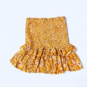 Orange and yellow floral ruffle skirt #boho #festivalvibes